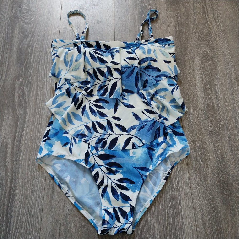 Byron Blue Australia Flouncy Flattering One Piece Swimsuit